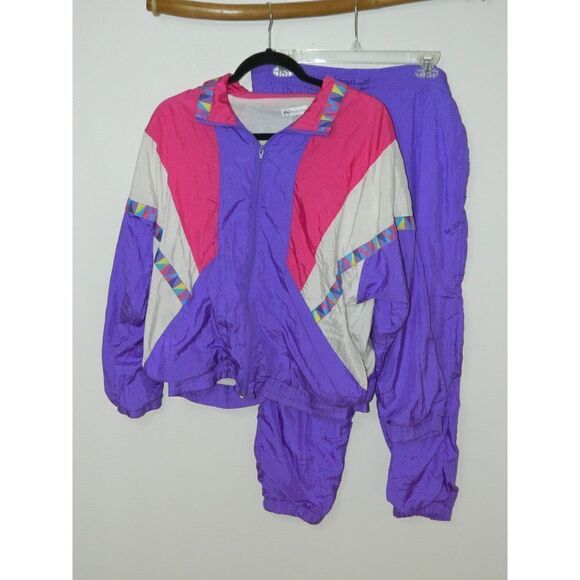 PB Collections Jogging Suit Women Medium Purple Vintage 80s Y2K Windbreaker Suit - Picture 8 of 10